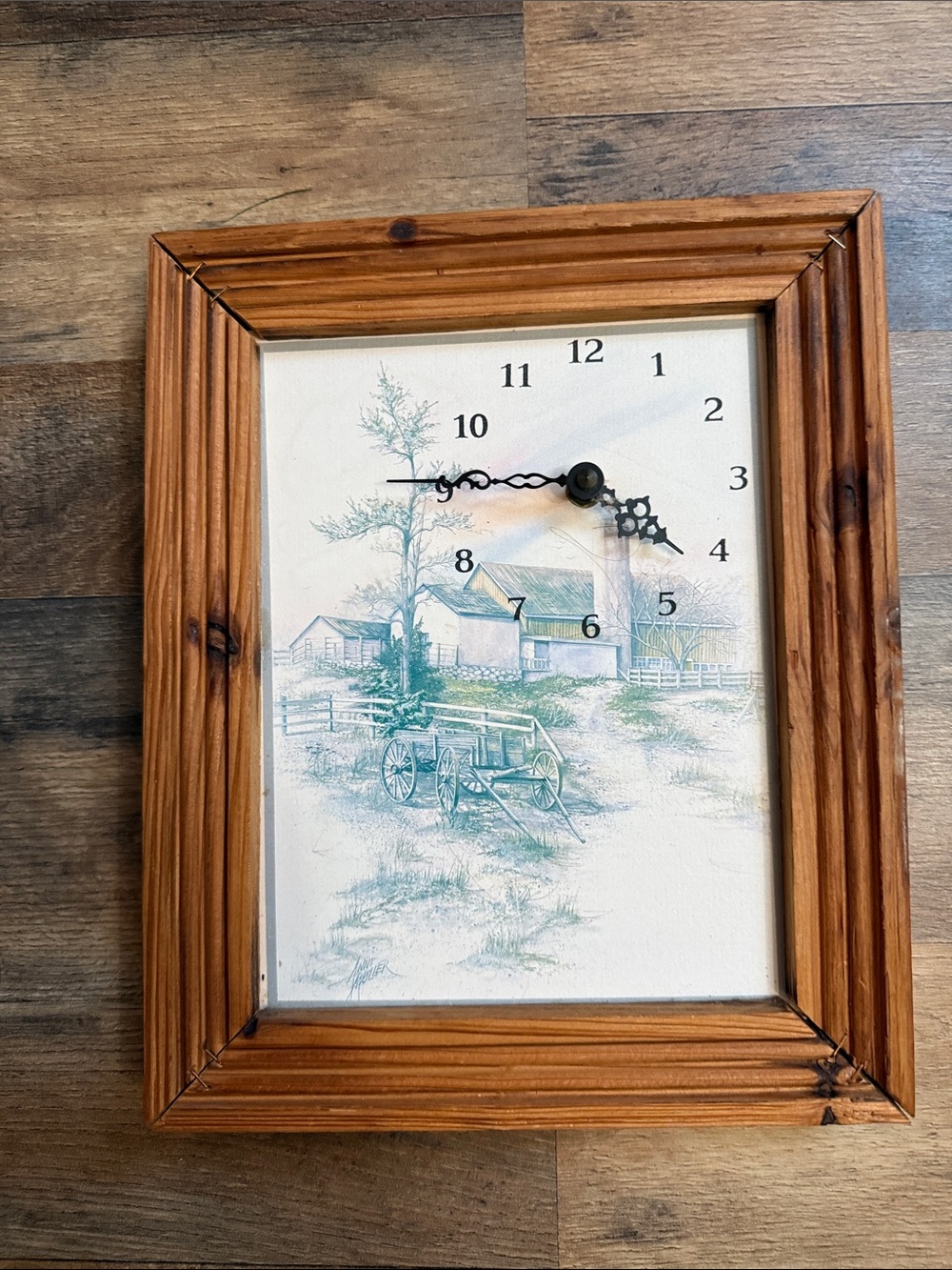 Artisan Rustic Farmhouse Wall Clock - Brown and Cream cottage sheek
